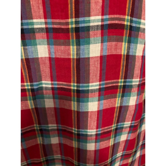 Lauren Ralph Lauren Petite Linen Plaid Button Down Shirt Red Green Blue Size P/M - Picture 5 of 5